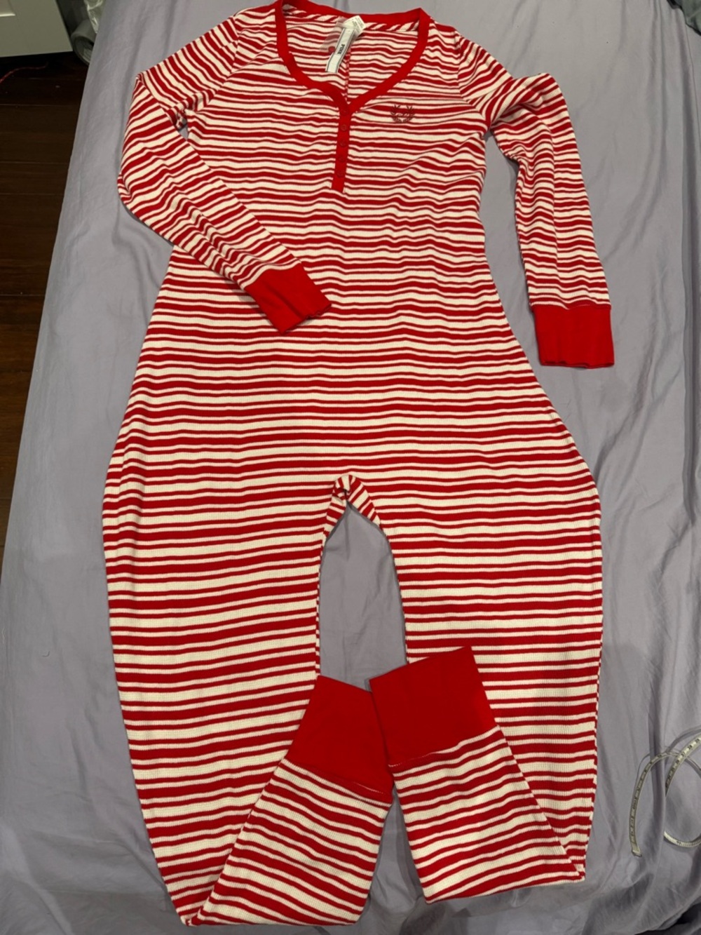 PINK Victoria's Secret Red and White Striped Kids One-Piece Footie